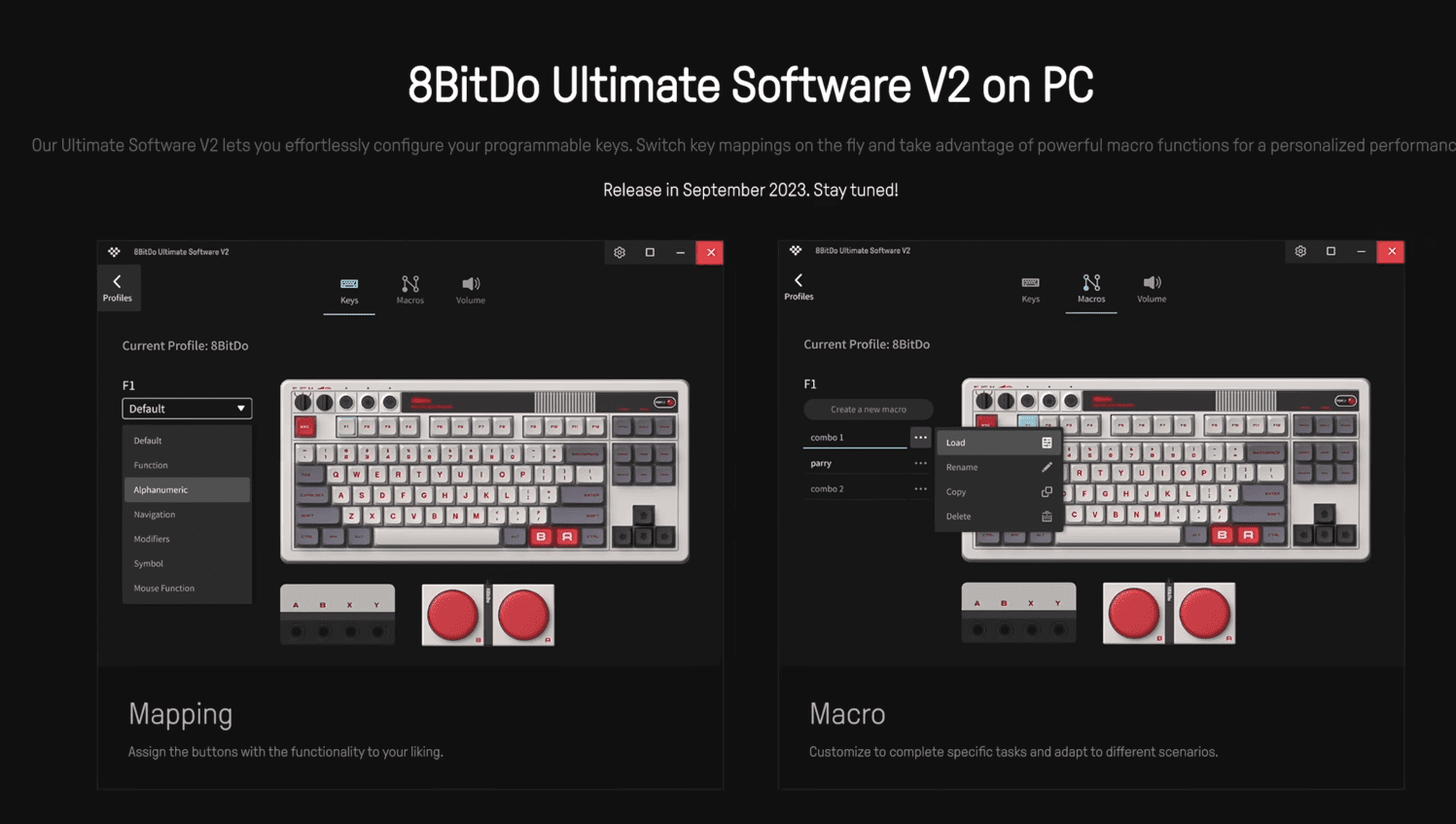 Présentation des possiblités du Ultimate Software V2 pour mapper et programmer les macros du 8bit retro mechanical keyboard